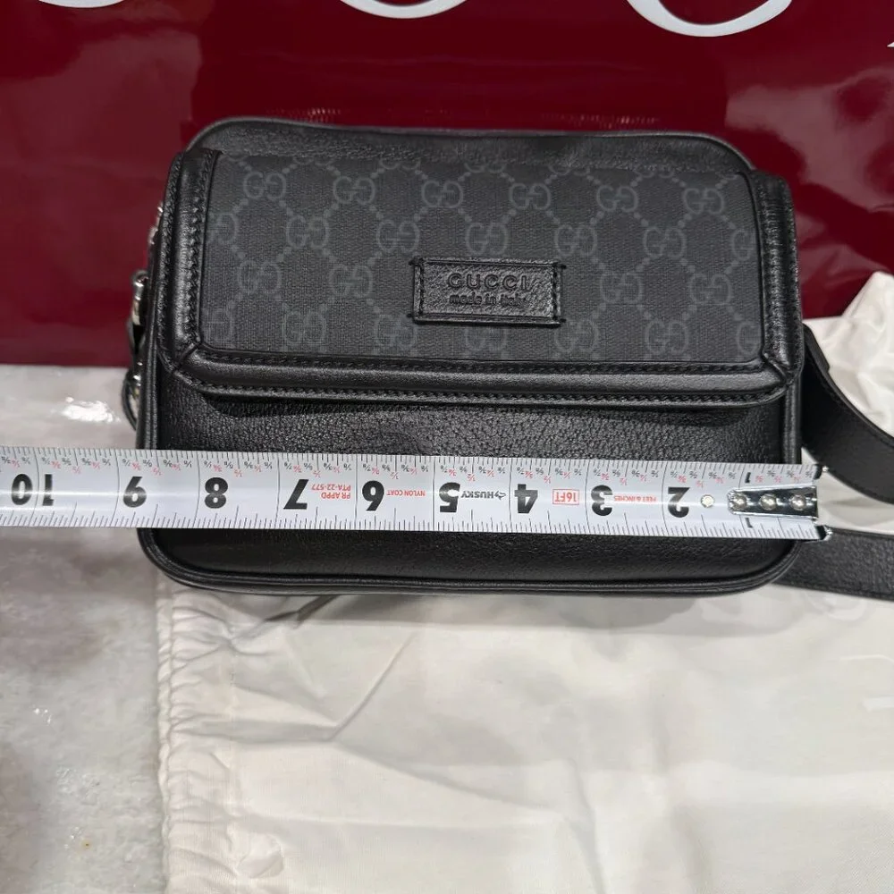 GUCCI 795464 GG Supreme Leather & Canvas Crossbody Bag, ships from USA